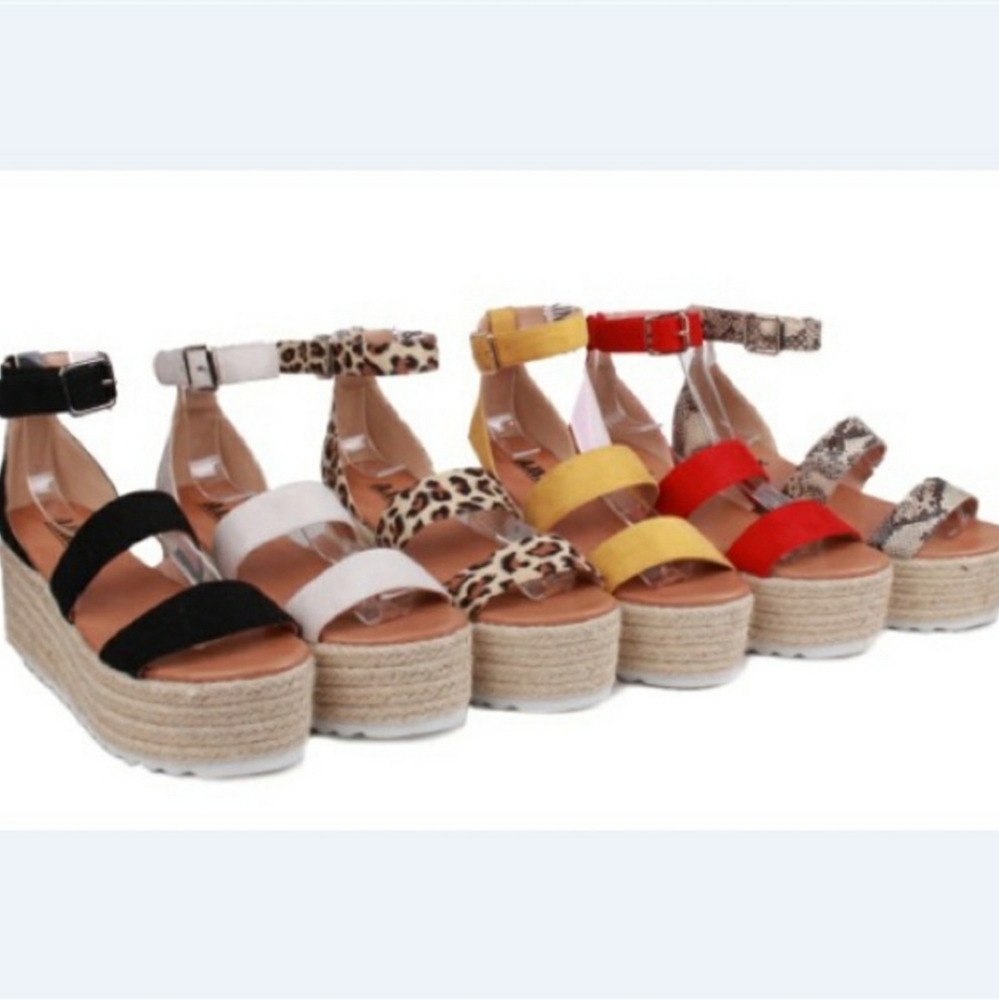 Leopard Wedge Ankle strap Espadrille - Picture 6 of 6